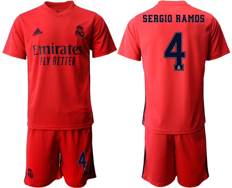 Men 2020-2021 club Real Madrid away #4 red Soccer Jerseys->real madrid jersey->Soccer Club Jersey